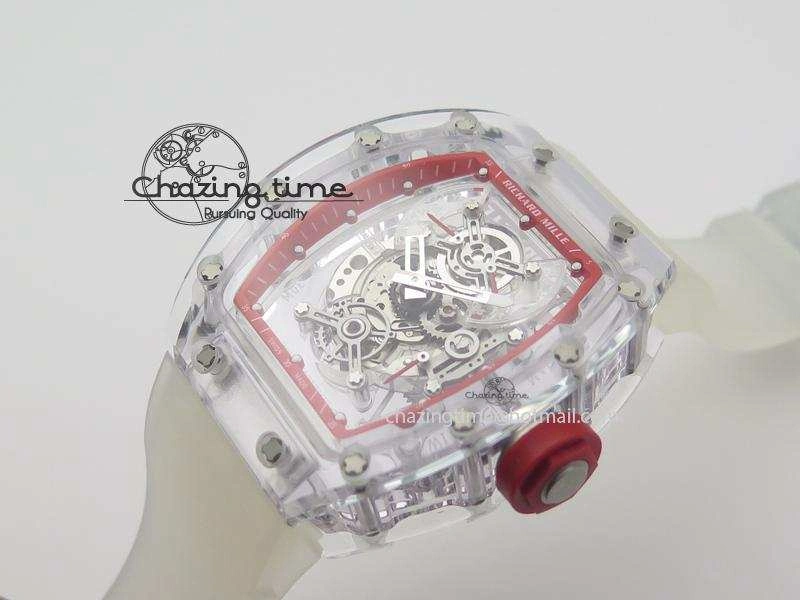RM056 RMF Red Inner Bezel Skeleton Dial On Transparent Rubber Strap MIYOTA SunProtective 9581