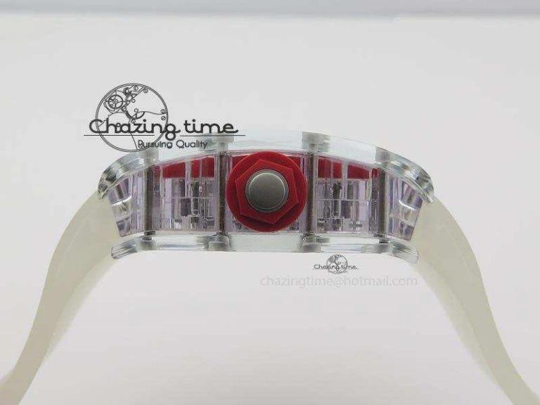 RM056 RMF Red Inner Bezel Skeleton Dial On Transparent Rubber Strap MIYOTA SunProtective 9581