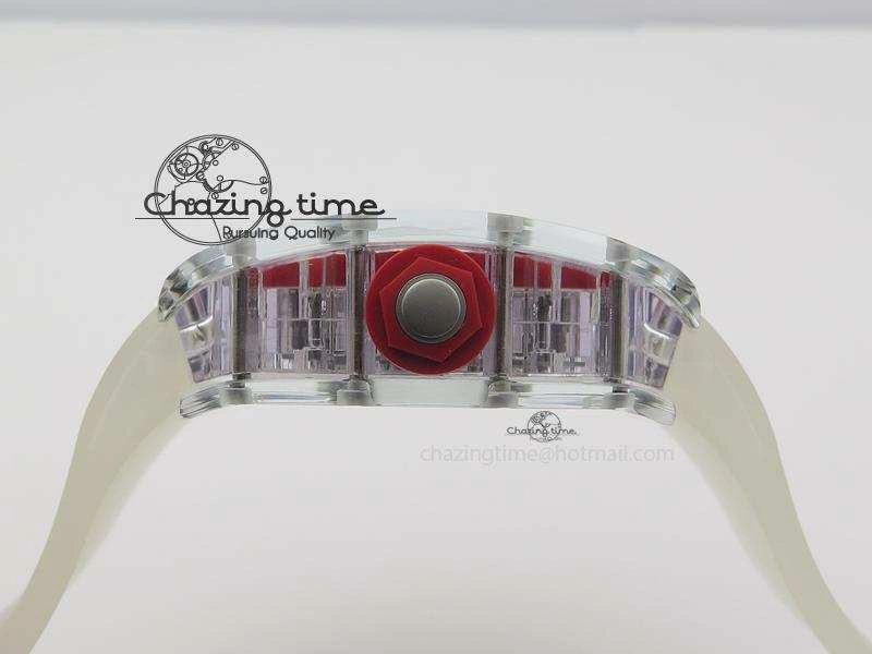 RM056 RMF Red Inner Bezel Skeleton Dial On Transparent Rubber Strap MIYOTA SunProtective 9581