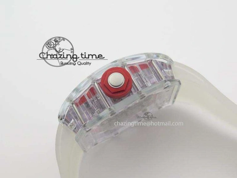 RM056 RMF Red Inner Bezel Skeleton Dial On Transparent Rubber Strap MIYOTA SunProtective 9581