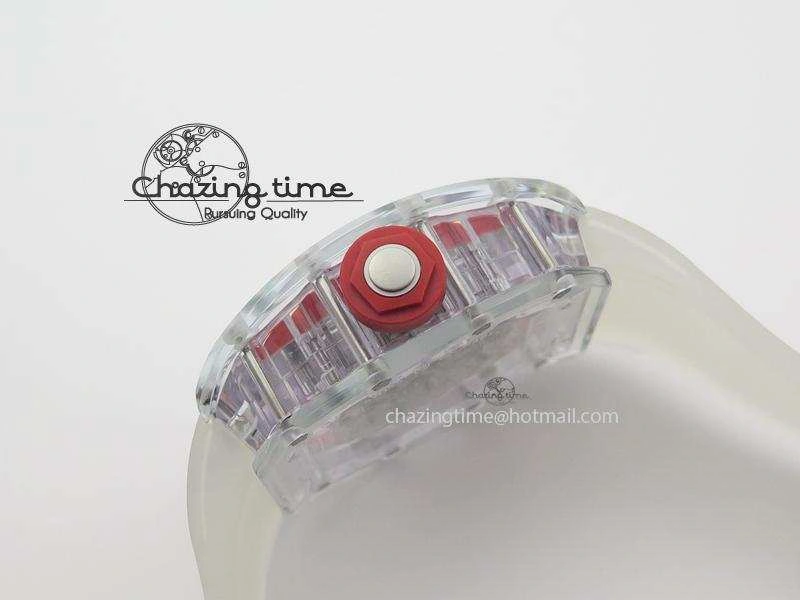 RM056 RMF Red Inner Bezel Skeleton Dial On Transparent Rubber Strap MIYOTA SunProtective 9581