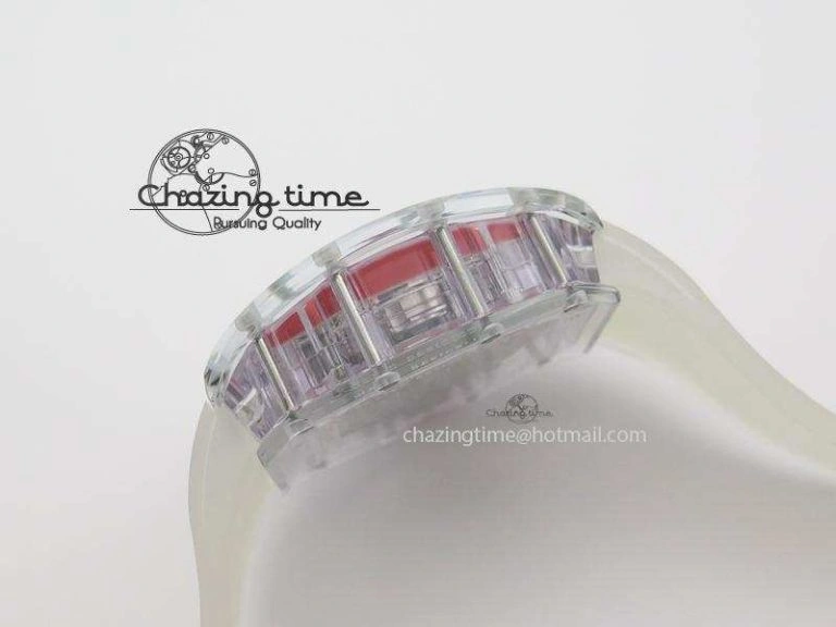 RM056 RMF Red Inner Bezel Skeleton Dial On Transparent Rubber Strap MIYOTA SunProtective 9581