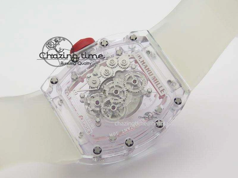 RM056 RMF Red Inner Bezel Skeleton Dial On Transparent Rubber Strap MIYOTA SunProtective 9581