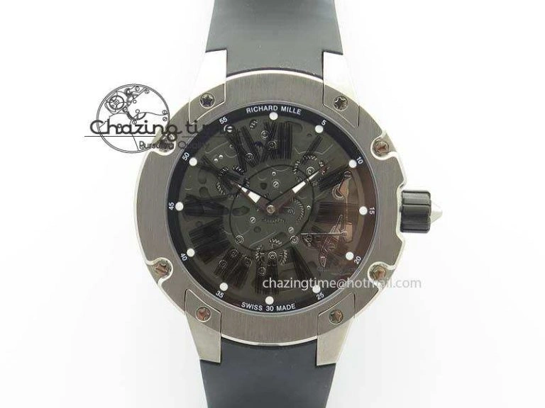 RM056 RMF Red Inner Bezel Skeleton Dial On Transparent Rubber Strap MIYOTA SunProtective 9581
