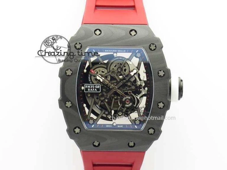 RM056 RMF Red Inner Bezel Skeleton Dial On Transparent Rubber Strap MIYOTA SunProtective 9581