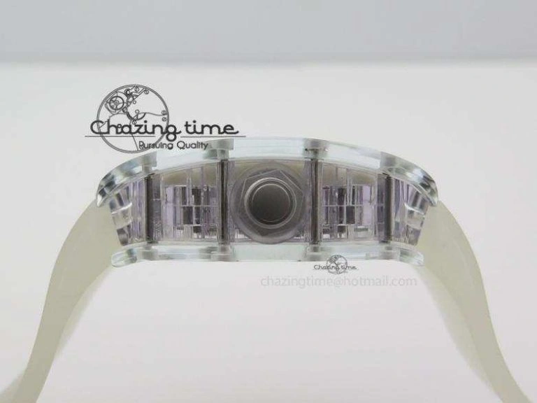 Minimalist RM056 RMF White Inner Bezel Skeleton Dial On Transparent Rubber Strap MIYOTA 9583