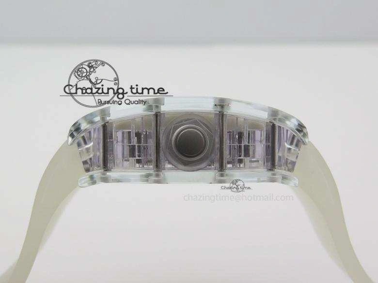 Minimalist RM056 RMF White Inner Bezel Skeleton Dial On Transparent Rubber Strap MIYOTA 9583