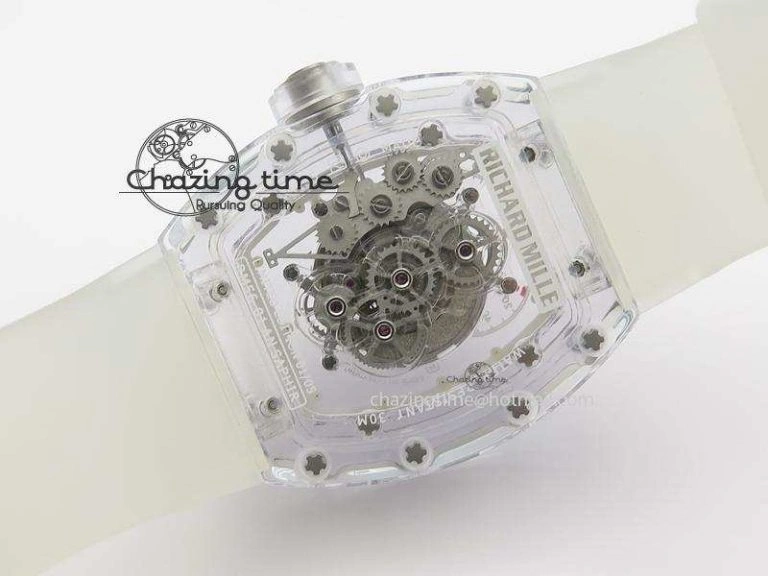 Minimalist RM056 RMF White Inner Bezel Skeleton Dial On Transparent Rubber Strap MIYOTA 9583