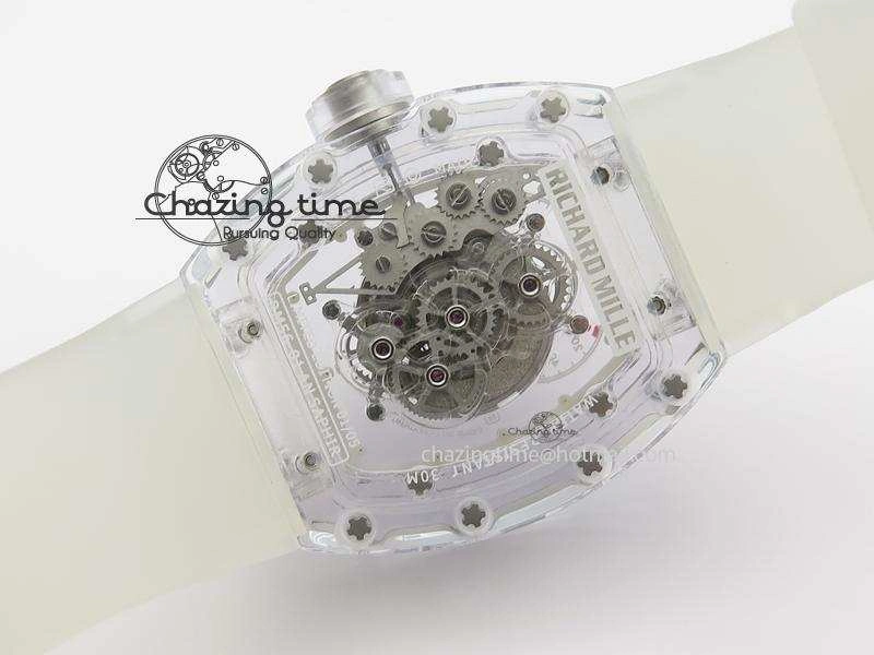 Minimalist RM056 RMF White Inner Bezel Skeleton Dial On Transparent Rubber Strap MIYOTA 9583