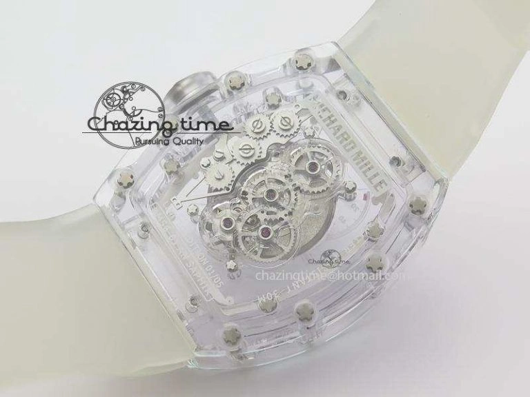 Minimalist RM056 RMF White Inner Bezel Skeleton Dial On Transparent Rubber Strap MIYOTA 9583