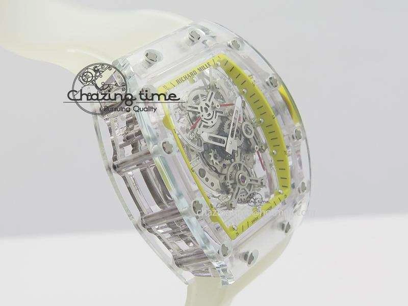 RM056 RMF Yellow Inner Bezel Skeleton Dial On Transparent Rubber Strap MIYOTA Affordable 9582