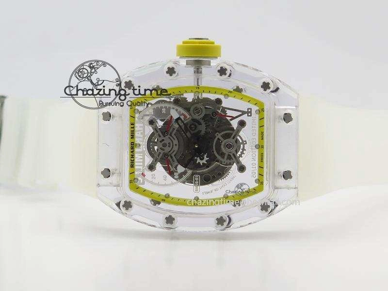 RM056 RMF Yellow Inner Bezel Skeleton Dial On Transparent Rubber Strap MIYOTA Affordable 9582