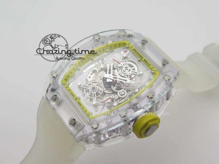 RM056 RMF Yellow Inner Bezel Skeleton Dial On Transparent Rubber Strap MIYOTA Affordable 9582