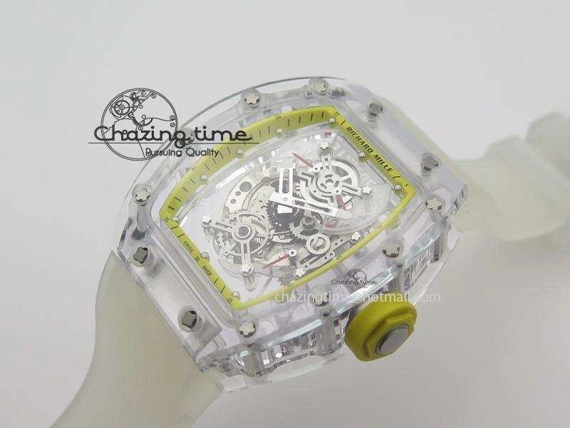 RM056 RMF Yellow Inner Bezel Skeleton Dial On Transparent Rubber Strap MIYOTA Affordable 9582