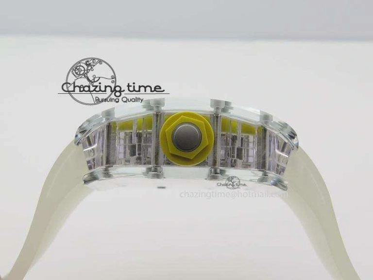 RM056 RMF Yellow Inner Bezel Skeleton Dial On Transparent Rubber Strap MIYOTA Affordable 9582