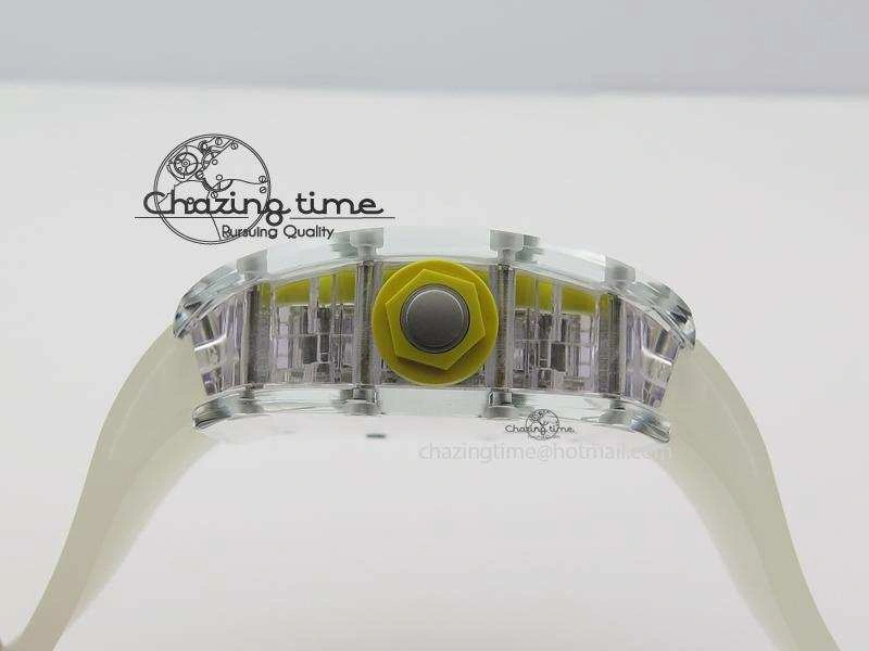 RM056 RMF Yellow Inner Bezel Skeleton Dial On Transparent Rubber Strap MIYOTA Affordable 9582