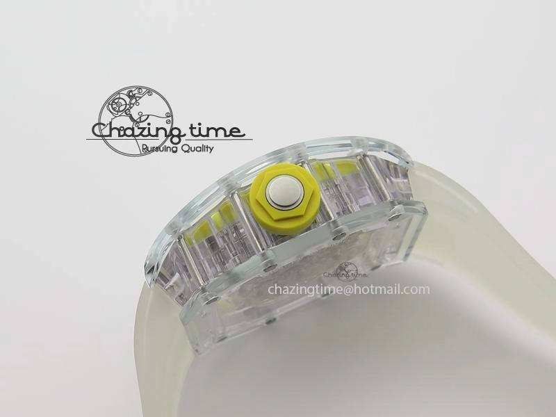 RM056 RMF Yellow Inner Bezel Skeleton Dial On Transparent Rubber Strap MIYOTA Affordable 9582