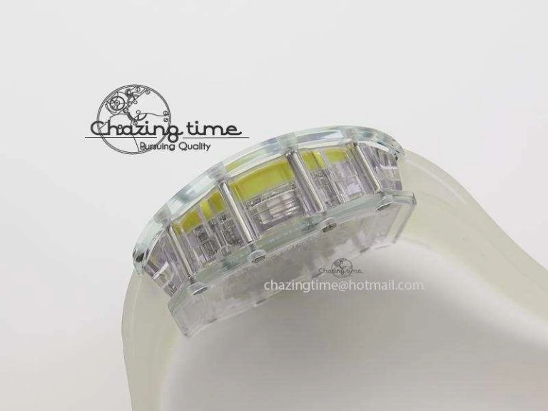 RM056 RMF Yellow Inner Bezel Skeleton Dial On Transparent Rubber Strap MIYOTA Affordable 9582