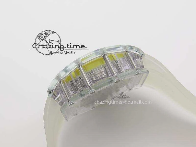 RM056 RMF Yellow Inner Bezel Skeleton Dial On Transparent Rubber Strap MIYOTA Affordable 9582