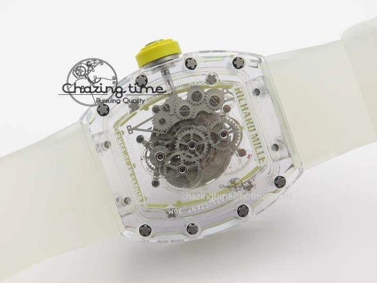 RM056 RMF Yellow Inner Bezel Skeleton Dial On Transparent Rubber Strap MIYOTA Affordable 9582