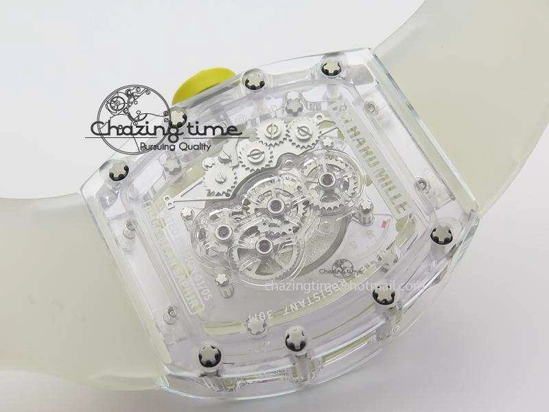 RM056 RMF Yellow Inner Bezel Skeleton Dial On Transparent Rubber Strap MIYOTA Affordable 9582