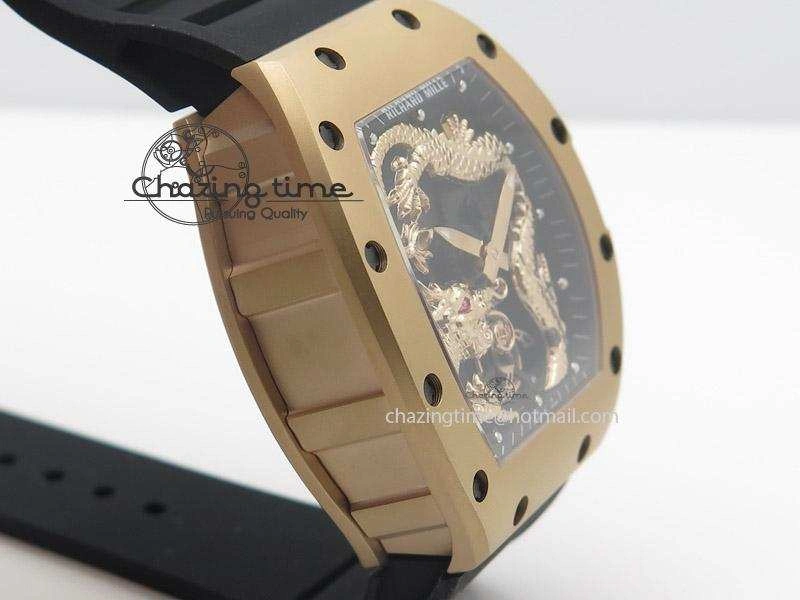 RM057 Dragon-Jackie Chan RG Rose Gold Dragon Dial On Black Rubber Strap A Refined 9588