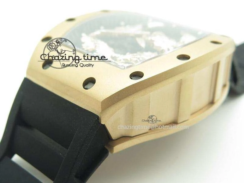 RM057 Dragon-Jackie Chan RG Rose Gold Dragon Dial On Black Rubber Strap A Refined 9588