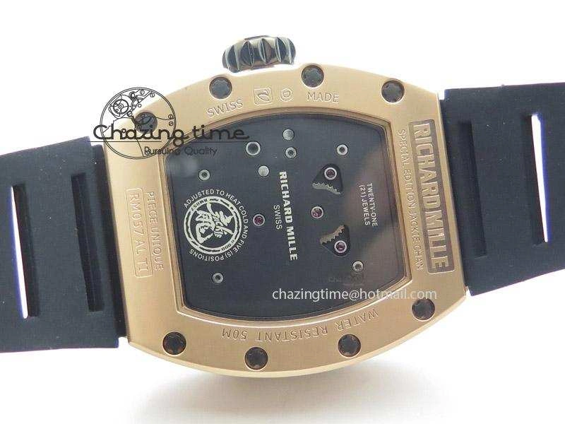 RM057 Dragon-Jackie Chan RG Rose Gold Dragon Dial On Black Rubber Strap A Refined 9588
