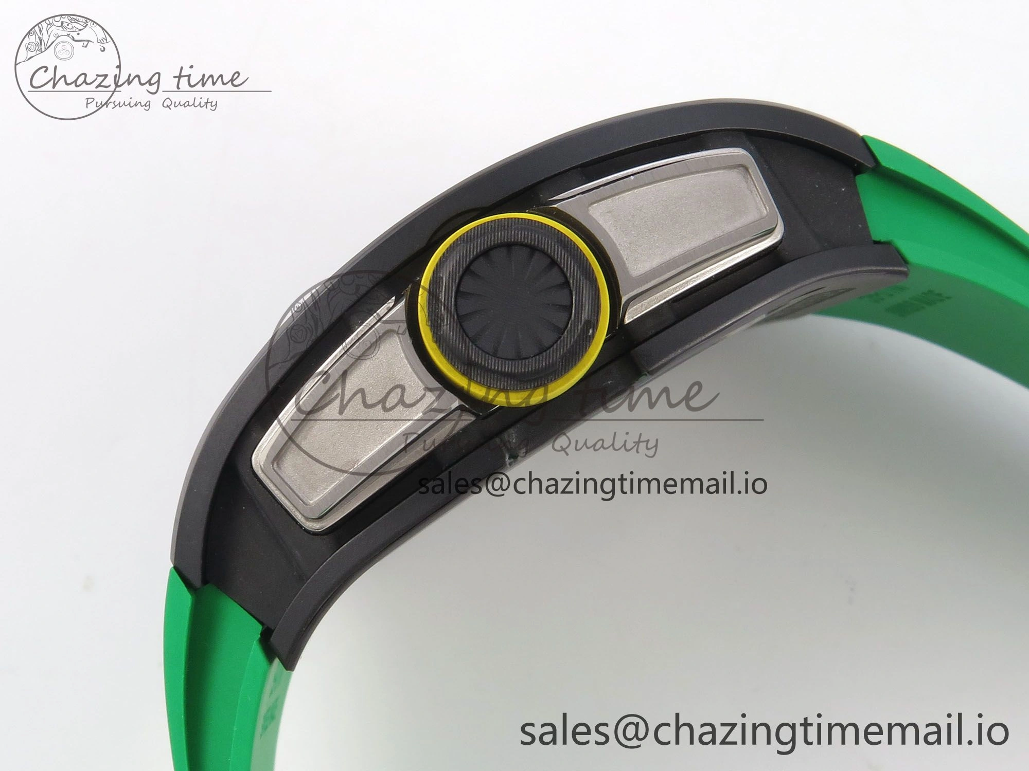 Lightweight RM061 Black Ceramic APSF 1:1 Best Edition Yellow Green Skeleton Dial on Green Rubber Strap RMUL2 Super Clone 9167