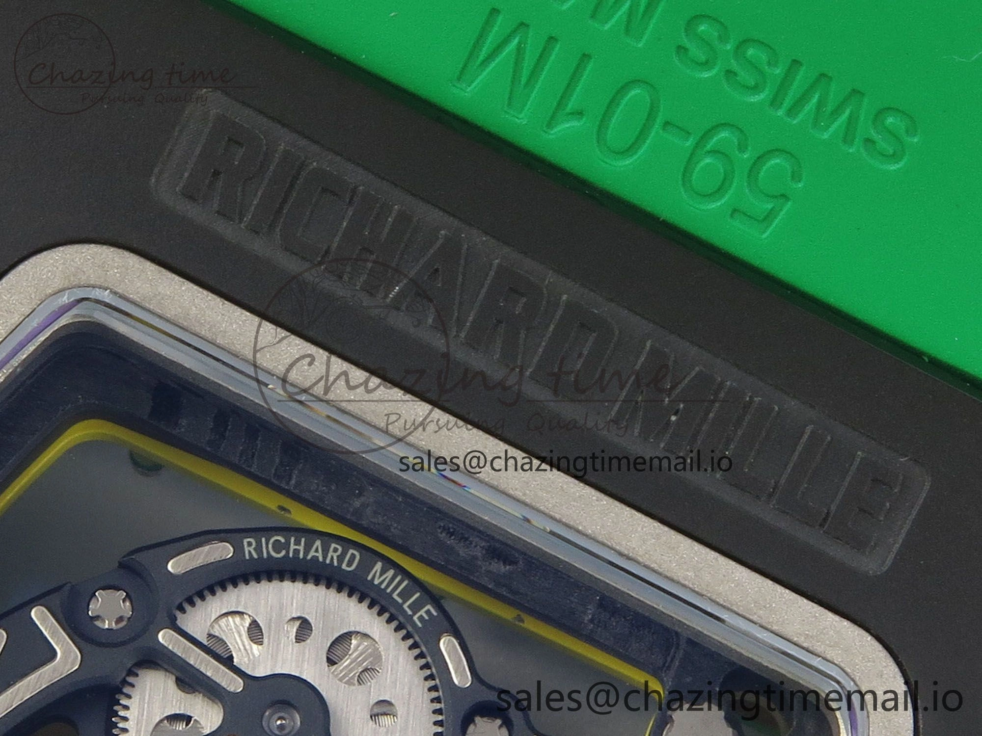Lightweight RM061 Black Ceramic APSF 1:1 Best Edition Yellow Green Skeleton Dial on Green Rubber Strap RMUL2 Super Clone 9167