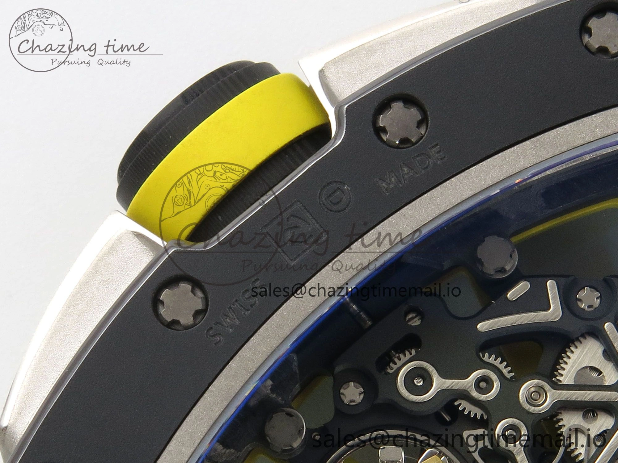 Lightweight RM061 Black Ceramic APSF 1:1 Best Edition Yellow Green Skeleton Dial on Green Rubber Strap RMUL2 Super Clone 9167