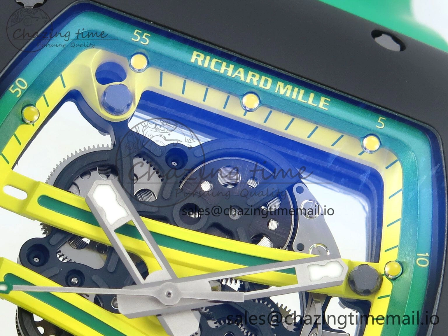 RM061 Black Ceramic ZF 1:1 Best Edition on Green Rubber Strap RMUL2 Super Clone Flexible 9191