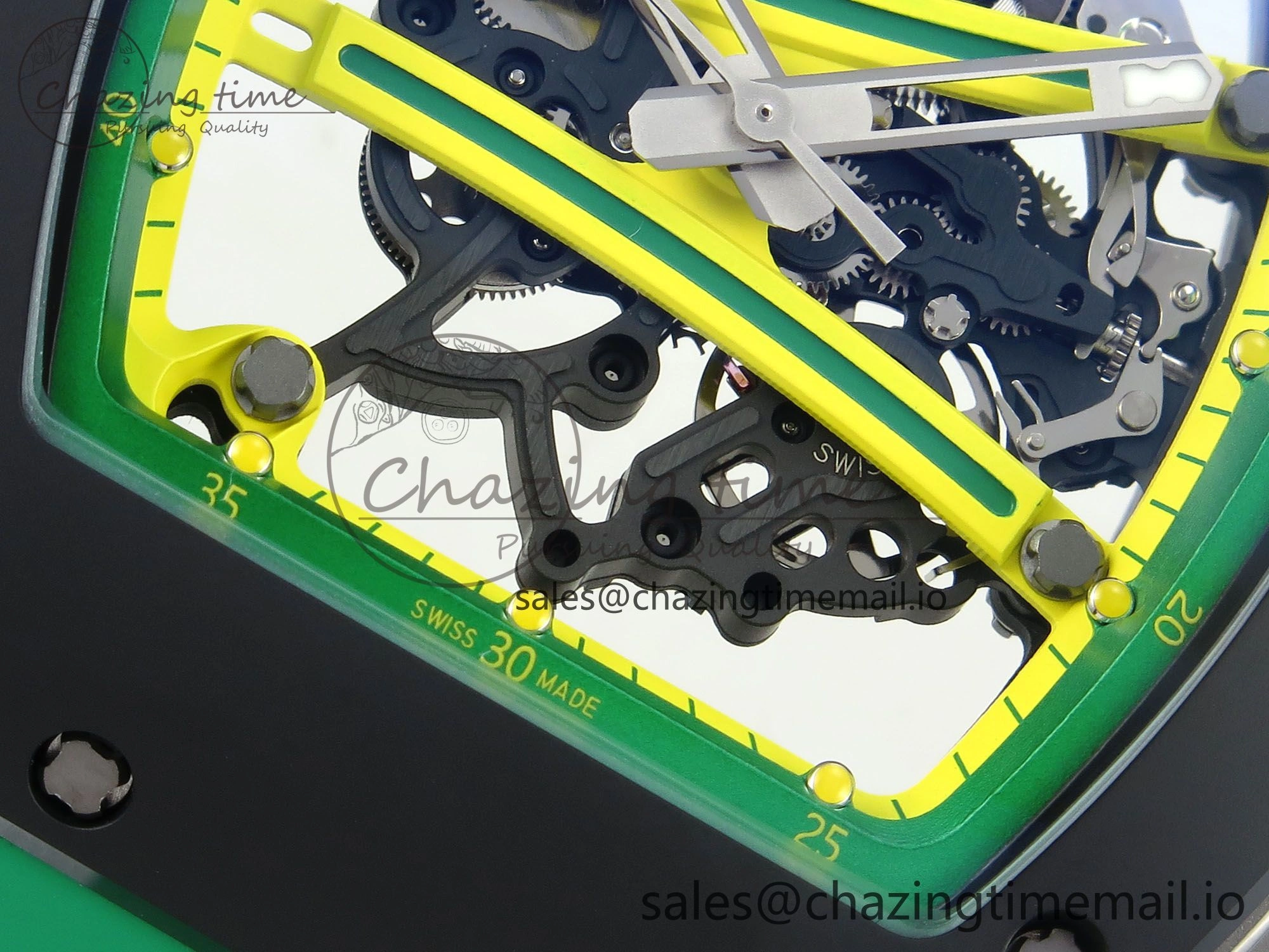 RM061 Black Ceramic ZF 1:1 Best Edition on Green Rubber Strap RMUL2 Super Clone Flexible 9191