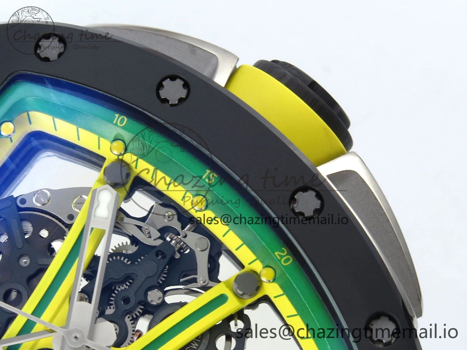 RM061 Black Ceramic ZF 1:1 Best Edition on Green Rubber Strap RMUL2 Super Clone Flexible 9191