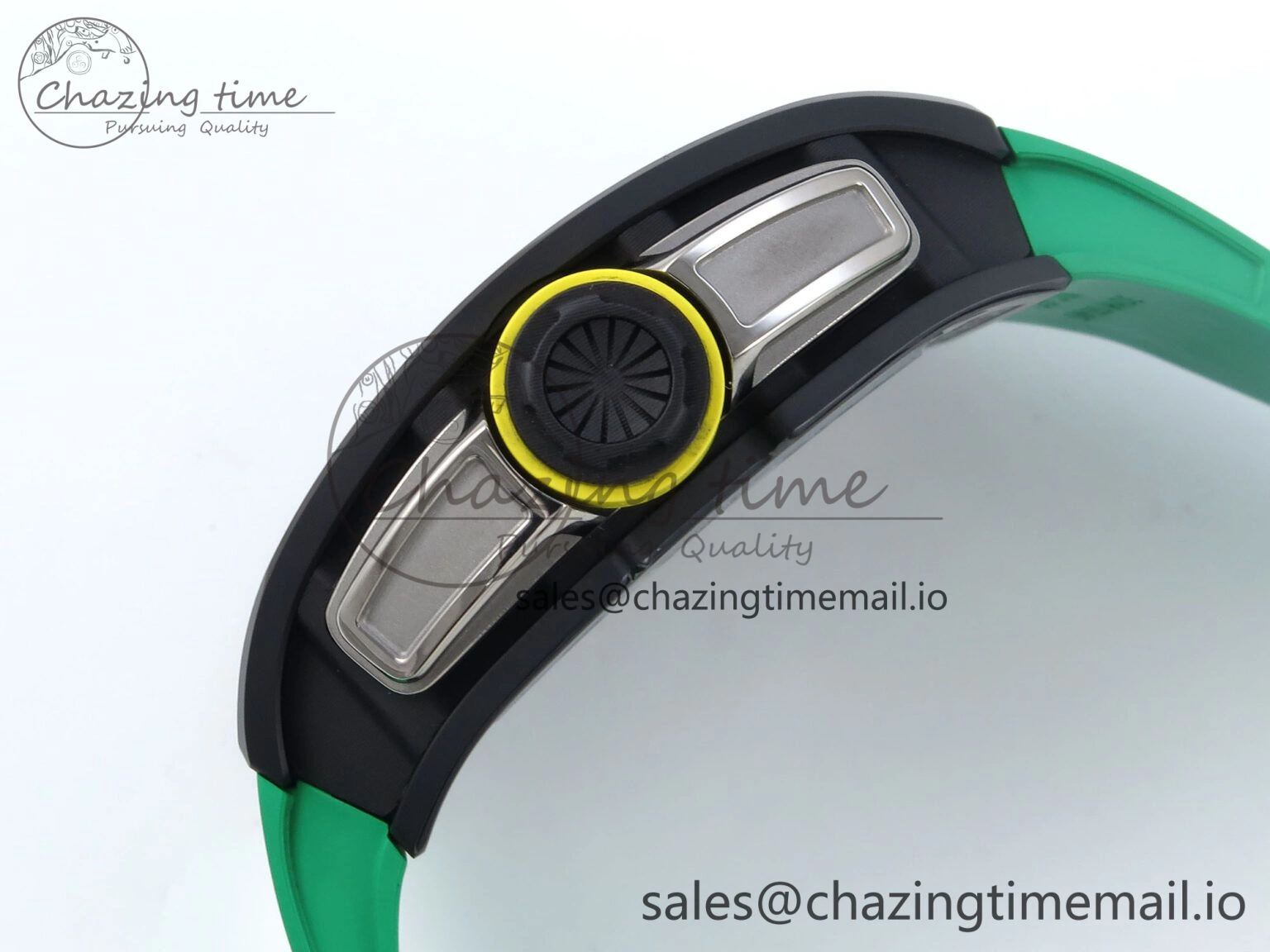 RM061 Black Ceramic ZF 1:1 Best Edition on Green Rubber Strap RMUL2 Super Clone Flexible 9191