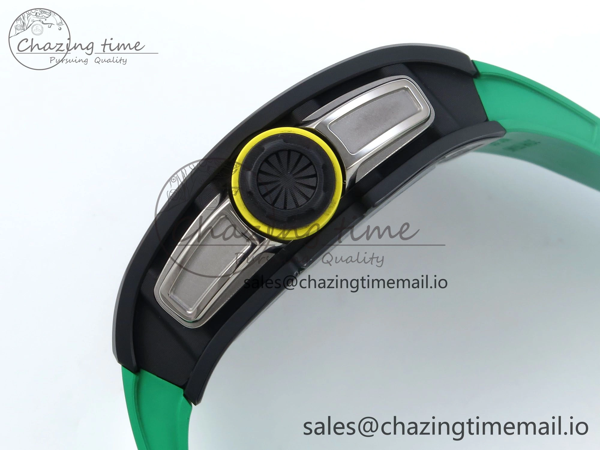 RM061 Black Ceramic ZF 1:1 Best Edition on Green Rubber Strap RMUL2 Super Clone Flexible 9191