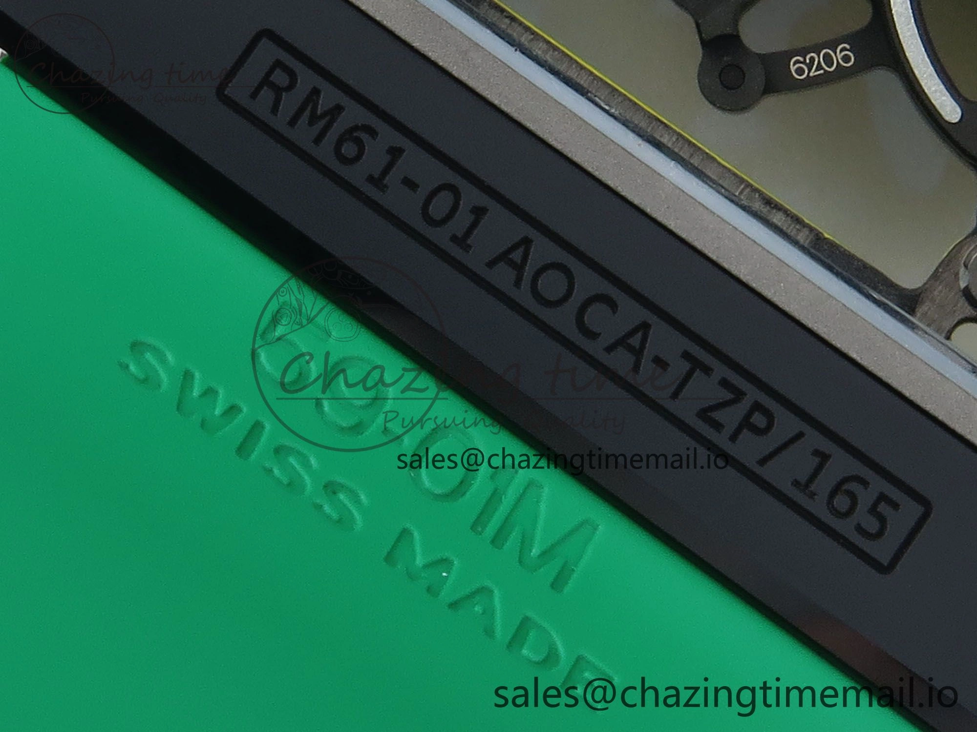 RM061 Black Ceramic ZF 1:1 Best Edition on Green Rubber Strap RMUL2 Super Clone Flexible 9191