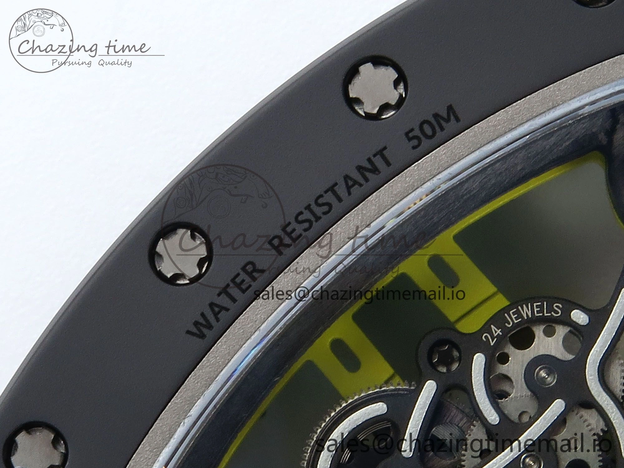 RM061 Black Ceramic ZF 1:1 Best Edition on Green Rubber Strap RMUL2 Super Clone Flexible 9191
