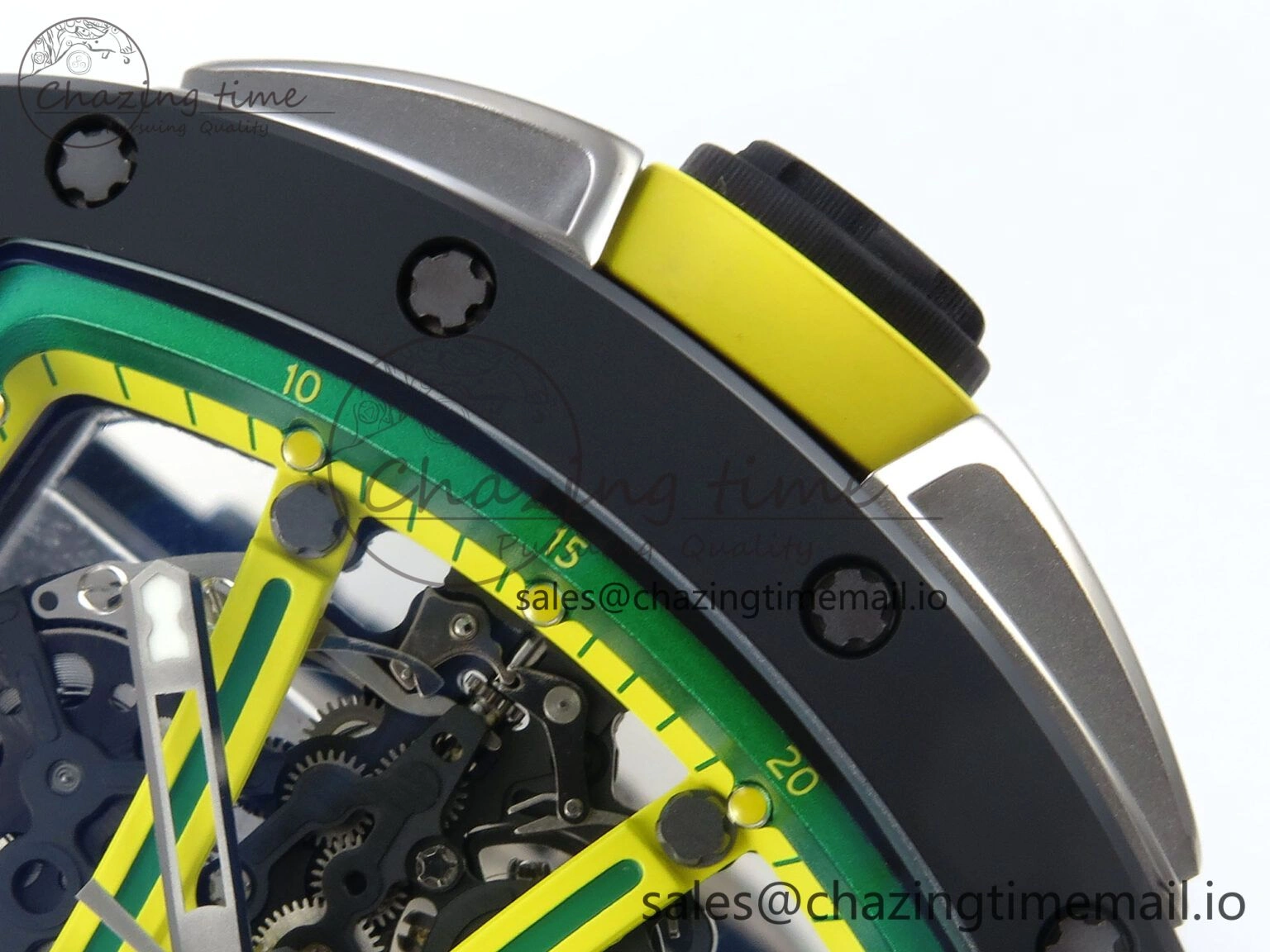 RM061 Black Ceramic ZF 1:1 Best Edition on White Rubber Strap RMUL2 Super Clone ZipUp 9208
