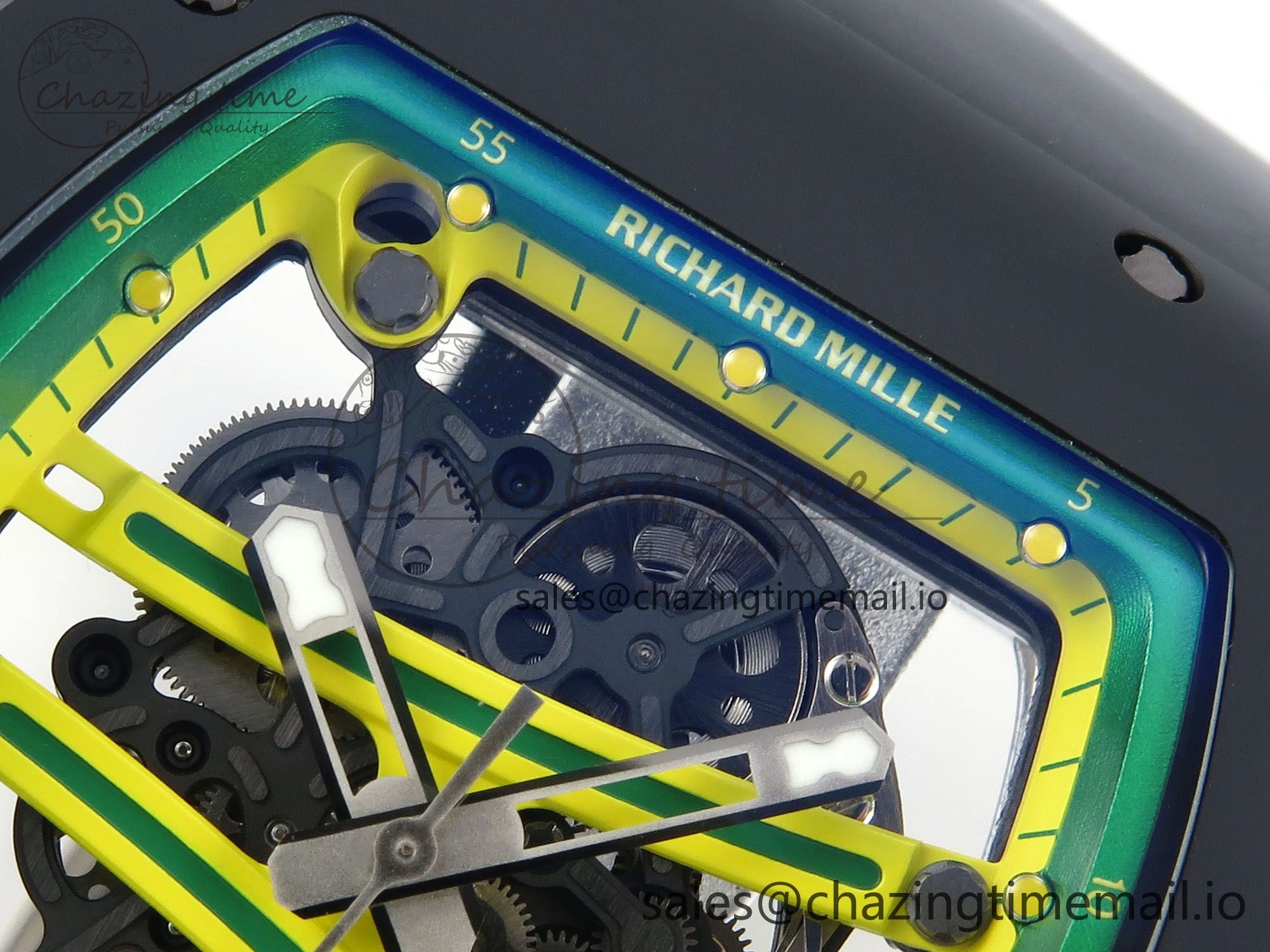 RM061 Black Ceramic ZF 1:1 Best Edition on White Rubber Strap RMUL2 Super Clone ZipUp 9208