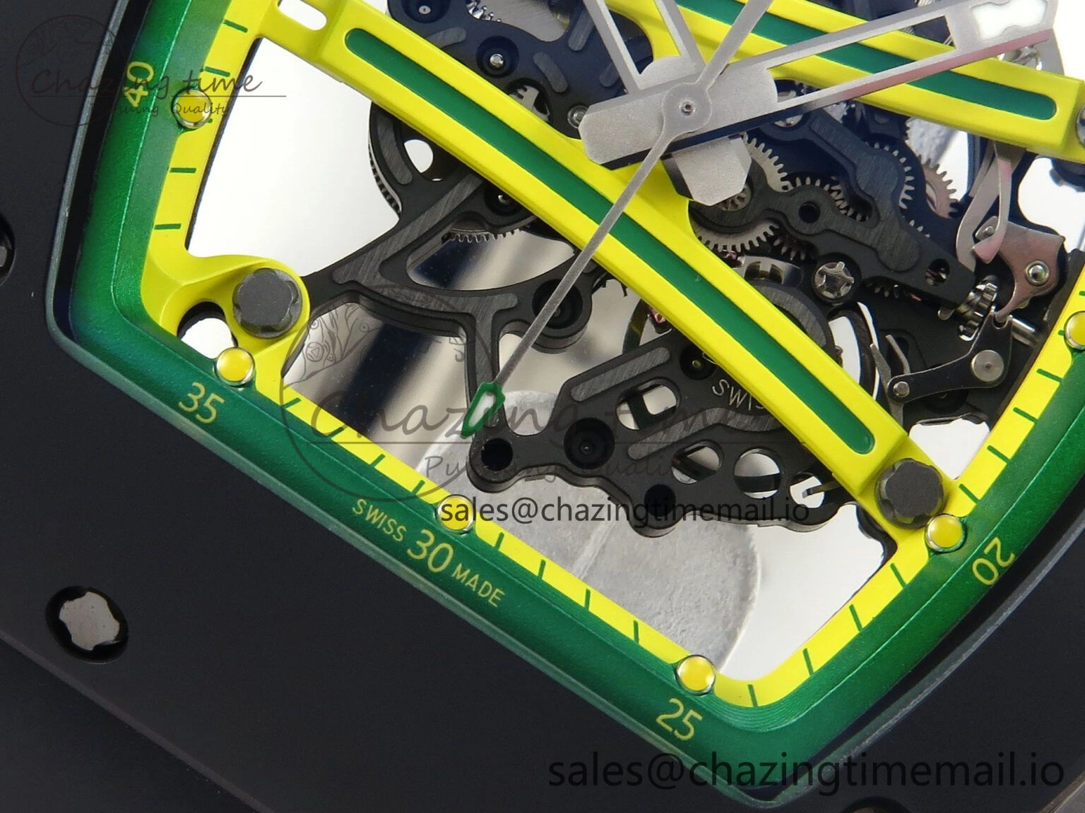 RM061 Black Ceramic ZF 1:1 Best Edition on White Rubber Strap RMUL2 Super Clone ZipUp 9208