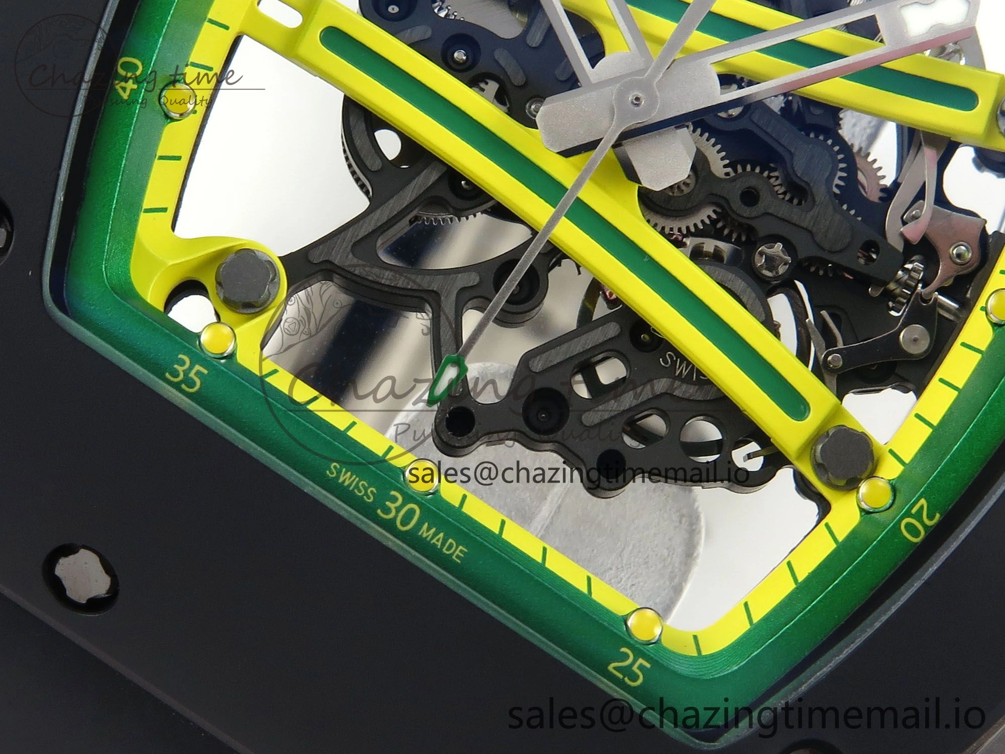 RM061 Black Ceramic ZF 1:1 Best Edition on White Rubber Strap RMUL2 Super Clone ZipUp 9208