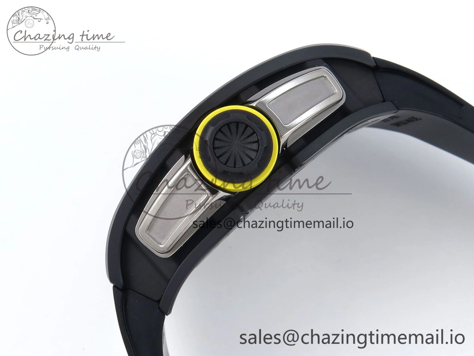 RM061 Black Ceramic ZF 1:1 Best Edition on White Rubber Strap RMUL2 Super Clone ZipUp 9208