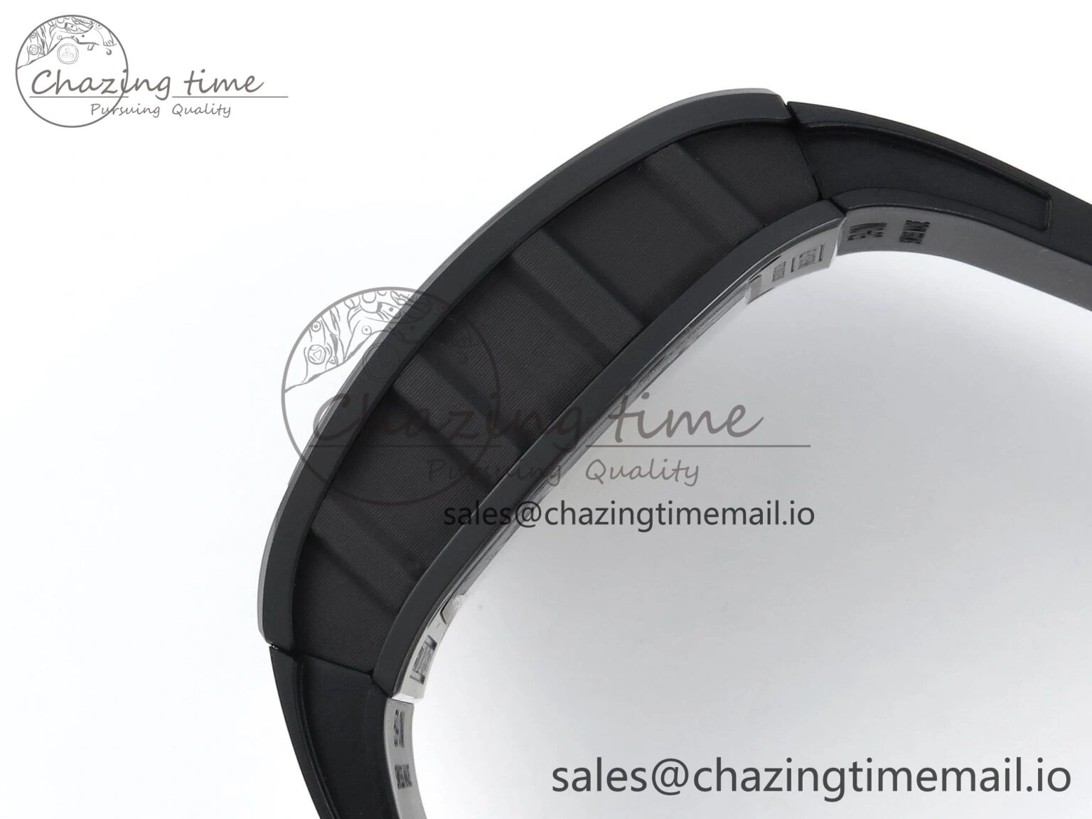 RM061 Black Ceramic ZF 1:1 Best Edition on White Rubber Strap RMUL2 Super Clone ZipUp 9208