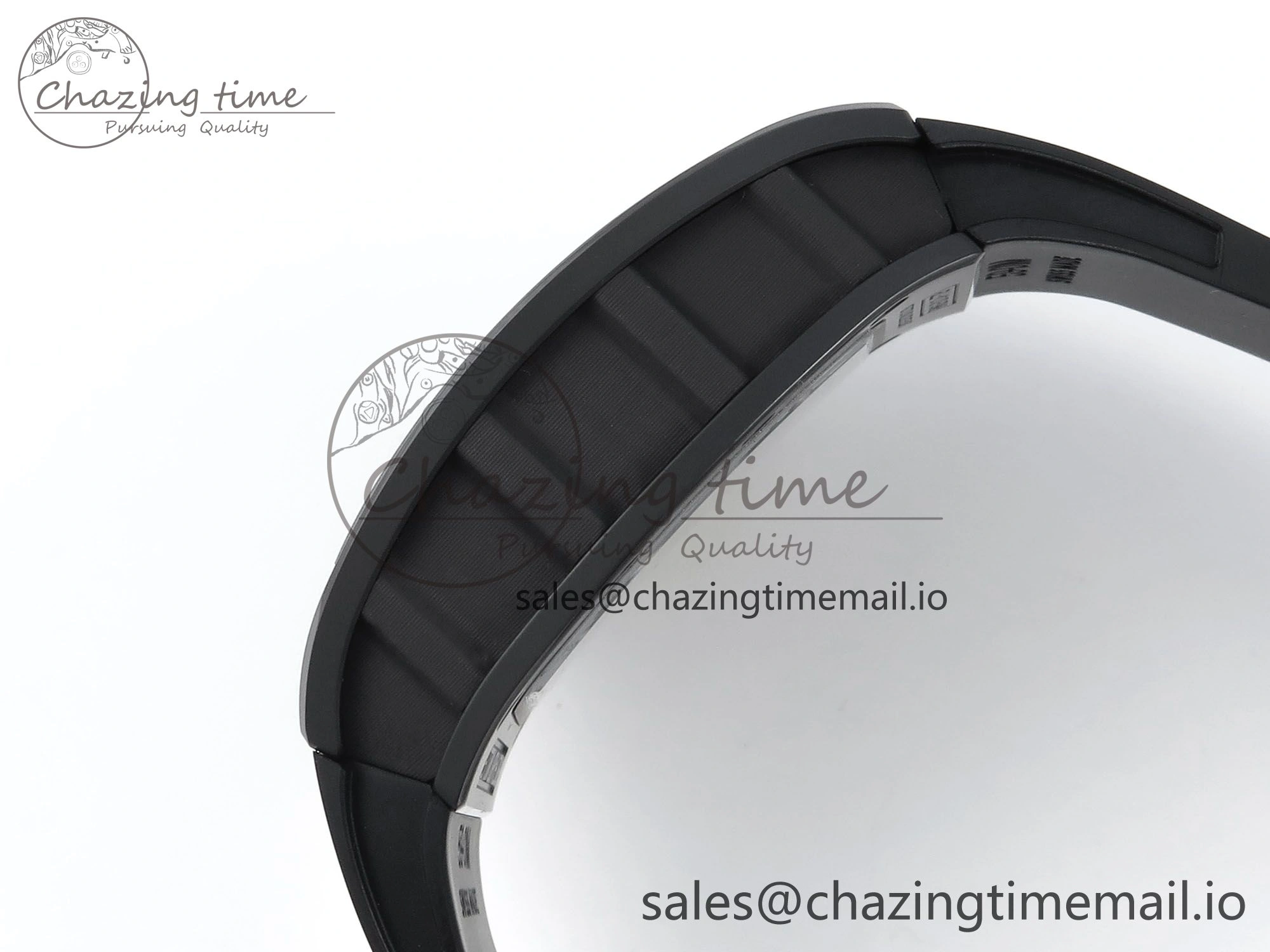 RM061 Black Ceramic ZF 1:1 Best Edition on White Rubber Strap RMUL2 Super Clone ZipUp 9208