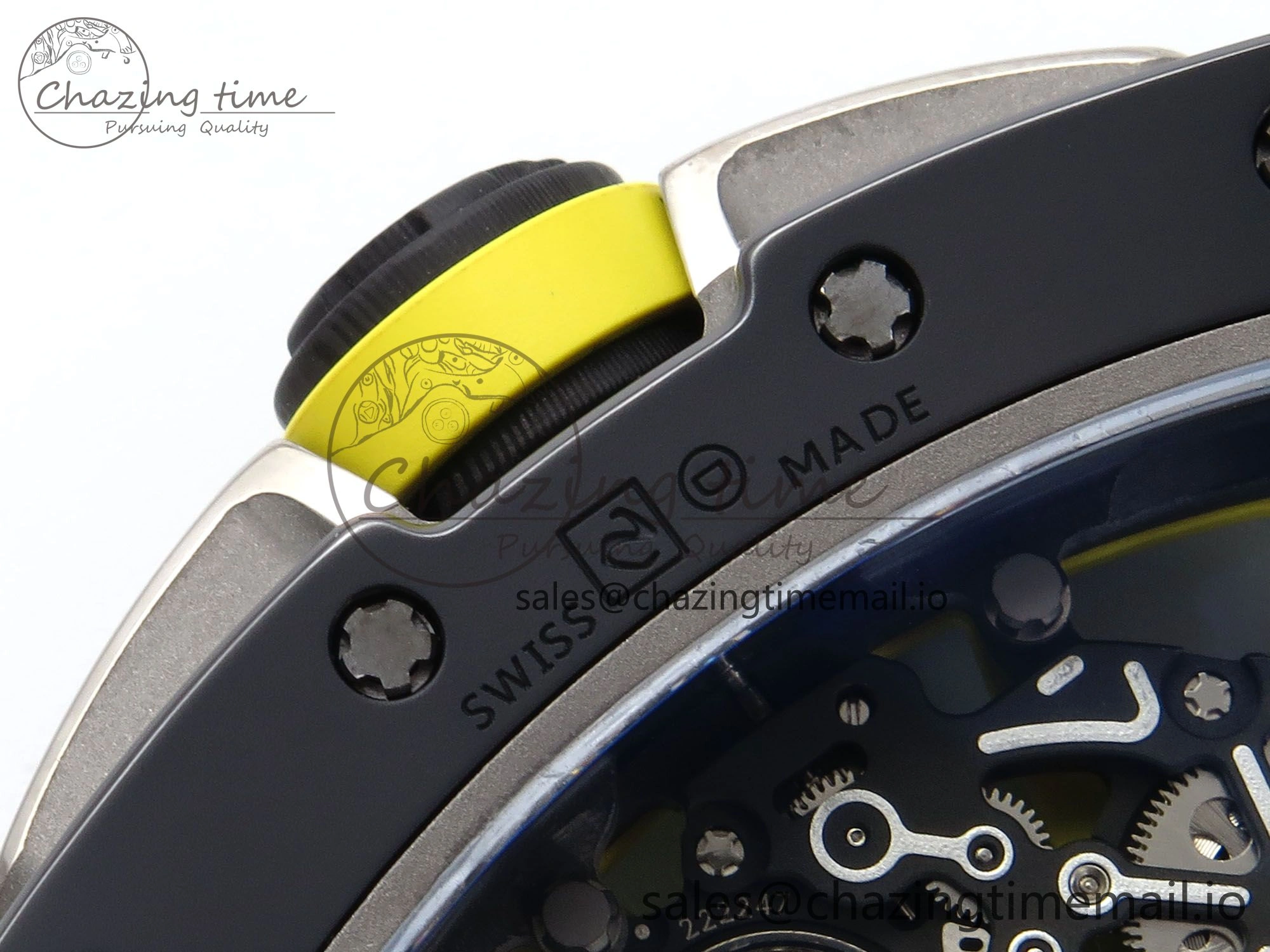 RM061 Black Ceramic ZF 1:1 Best Edition on White Rubber Strap RMUL2 Super Clone ZipUp 9208