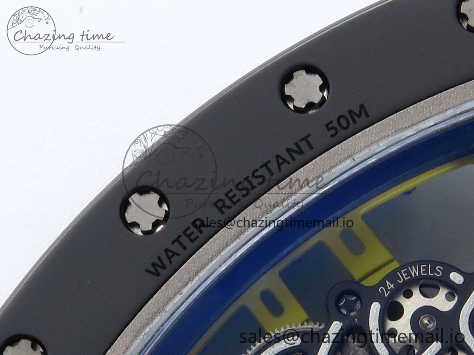 RM061 Black Ceramic ZF 1:1 Best Edition on White Rubber Strap RMUL2 Super Clone ZipUp 9208