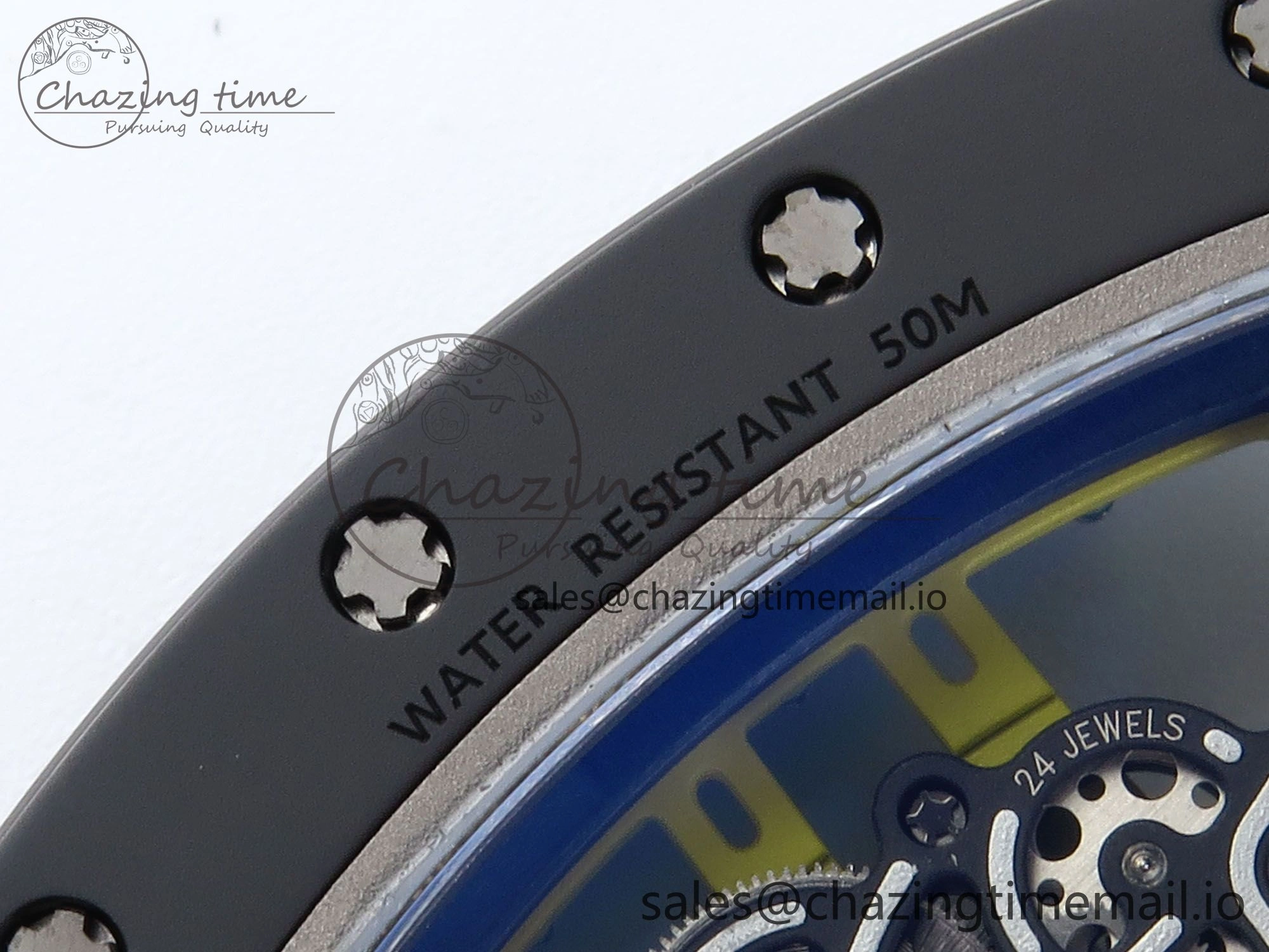 RM061 Black Ceramic ZF 1:1 Best Edition on White Rubber Strap RMUL2 Super Clone ZipUp 9208