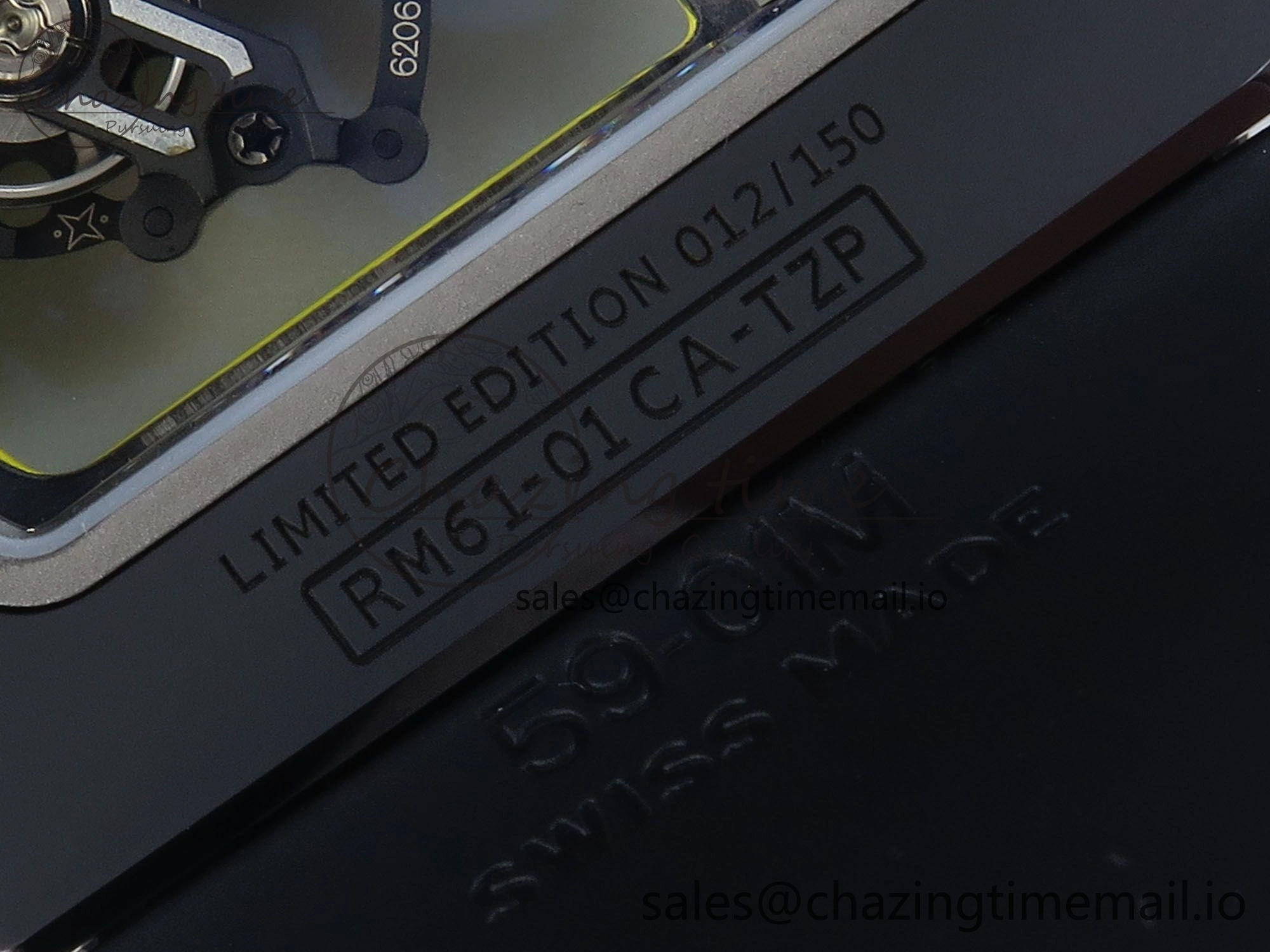 RM061 Black Ceramic ZF 1:1 Best Edition on White Rubber Strap RMUL2 Super Clone ZipUp 9208