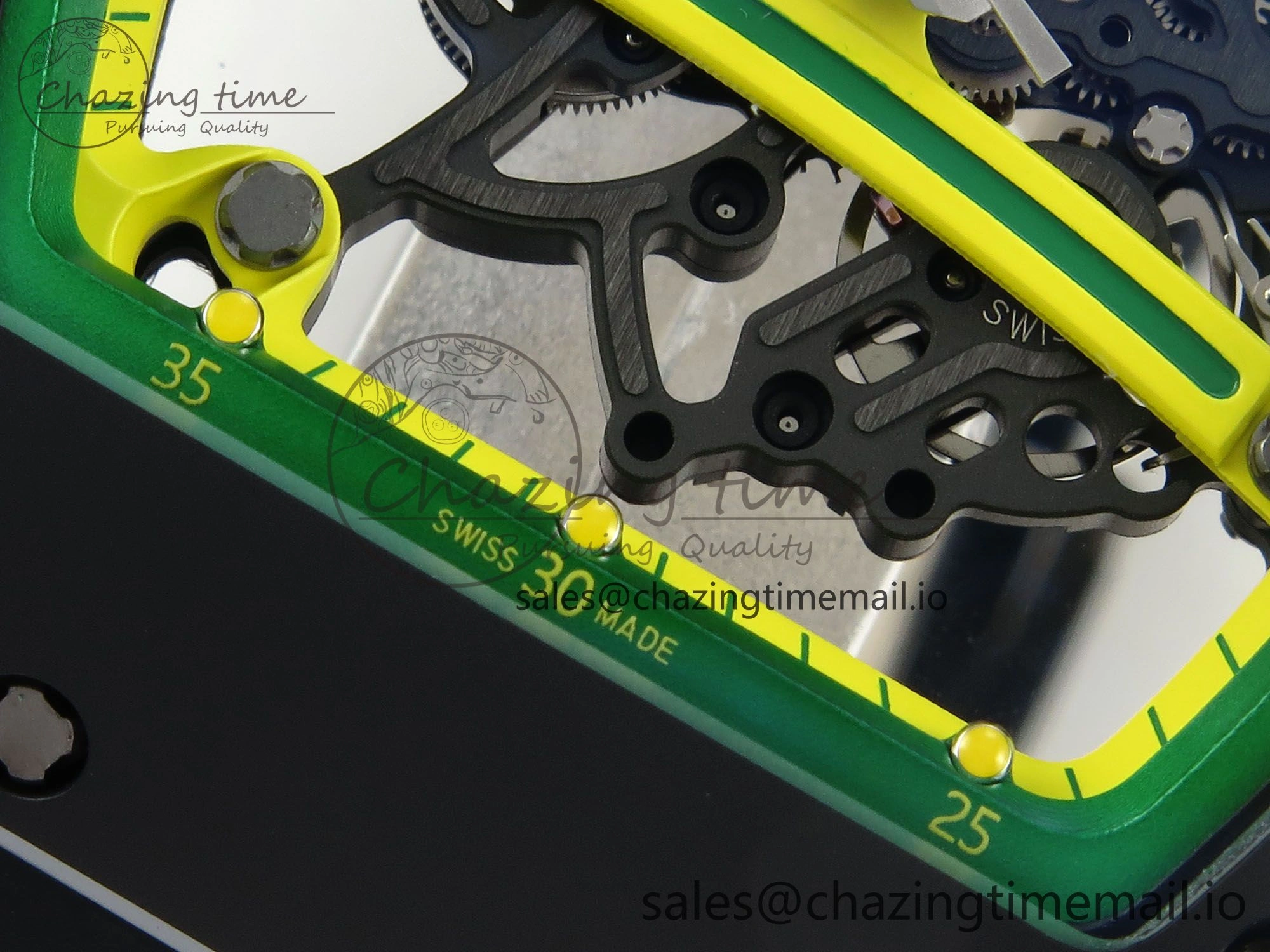 RM061 Black Ceramic ZF 1:1 Best Edition on White Rubber Strap RMUL2 Super Clone AllSeason 9188